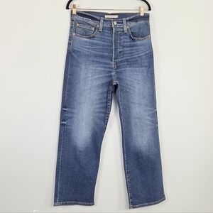 Levi's Jeans Womens 30 Blue Ribcage Straight Ankle Button Fly Medium Wash